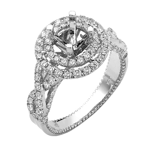 14KW 1.10CTW DIAMOND SEMI MOUNT BRIDAL RING WITH