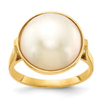 14k 13-14mm White Akoya Mabe Saltwater Cultured Pearl Ring